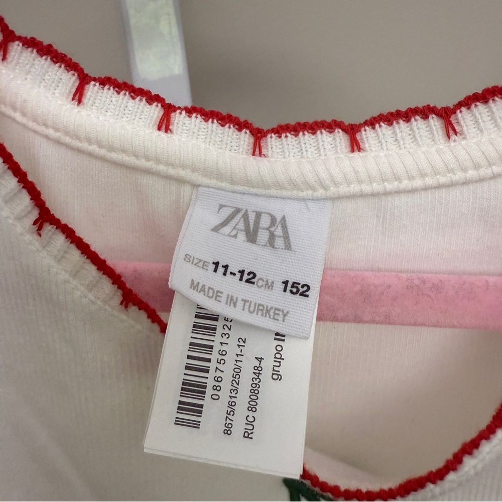 Zara White and Red Tank Top with Bow Accent kids 11-12 - Picture 2 of 3